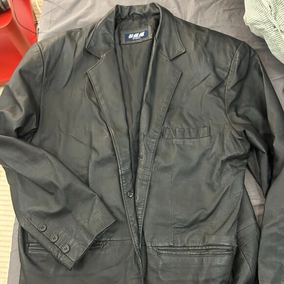 vintage oversized black leather jacket - Picture 4 of 4